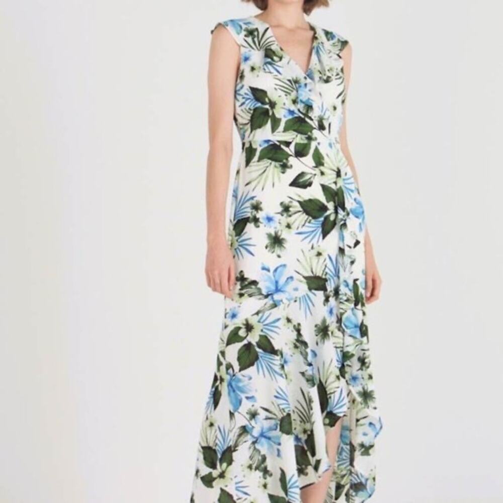 Banana Republic Floral Tropical Flutter Flowy Breezy Maxi Dress Size 10 Tall